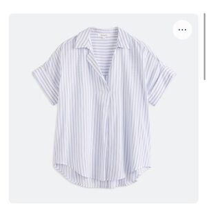 Madewell Light Blue and White Striped Blouse